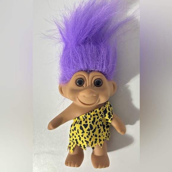 1990s Vintage TNT Troll doll.  Tarzan Costume. Purple Hair. 5” - Picture 5 of 5